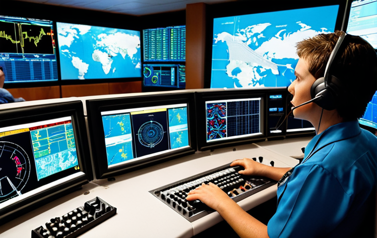 **Prompt:** A seasoned air traffic control leader in a modern, high-tech control room, intensely observing and listening to a young controller. The scene highlights the leader's ability to perceive subtle non-verbal cues and emotional states amidst a busy, high-pressure environment, emphasizing empathetic leadership and active listening. Realistic, human-centric, focused depth of field.