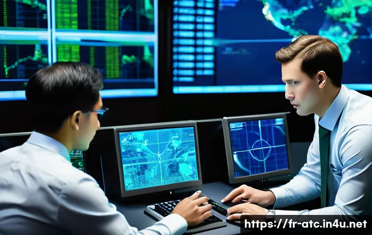 관제사 초보자를 위한 성공적인 경력 시작 팁 - A modern air traffic control room bustling with activity, featuring a focused young controller in pr...